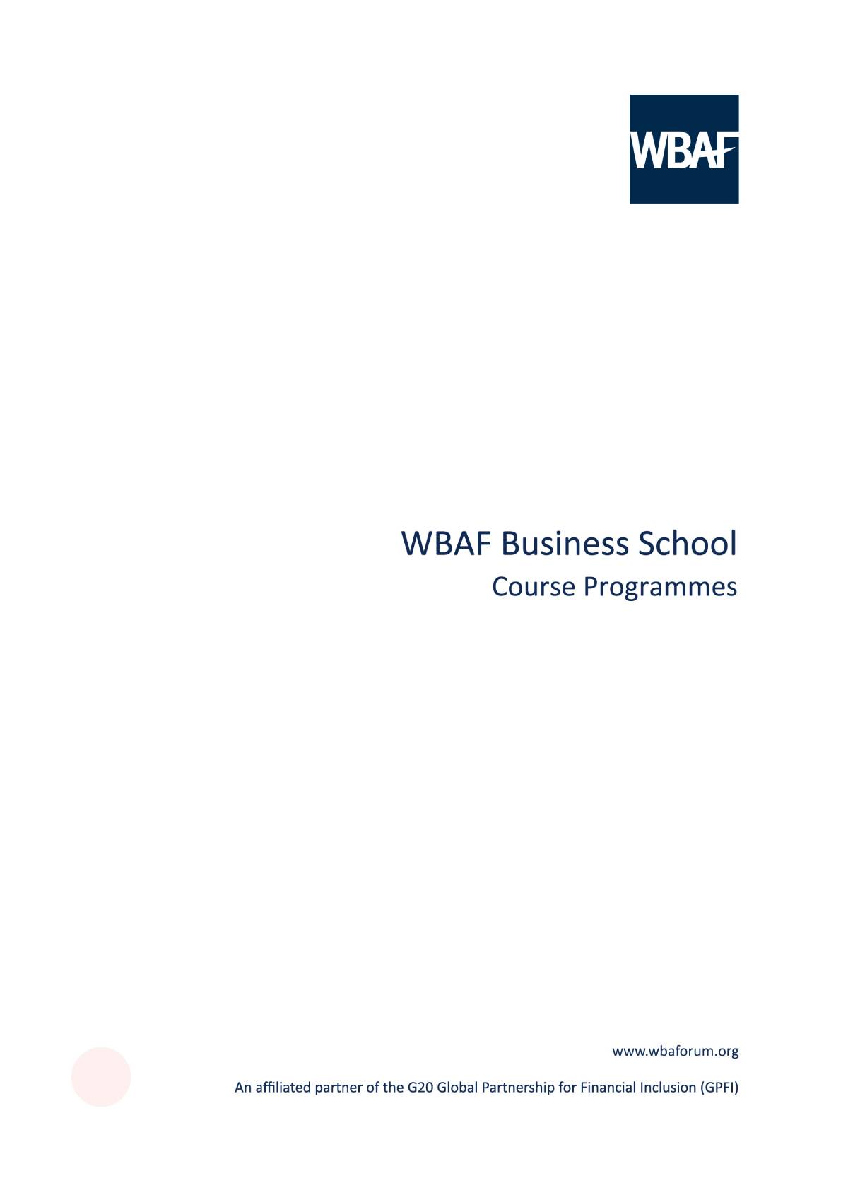 Wbaf Business School - Course Programmes
